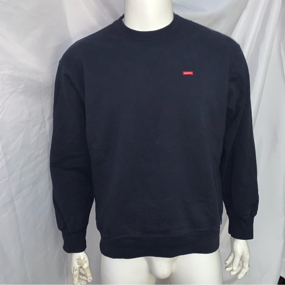 👋🏾SOLD👋🏾SUPREME size Large VINTAGE 1994 navy blue  CREWNECK  sweatshirt